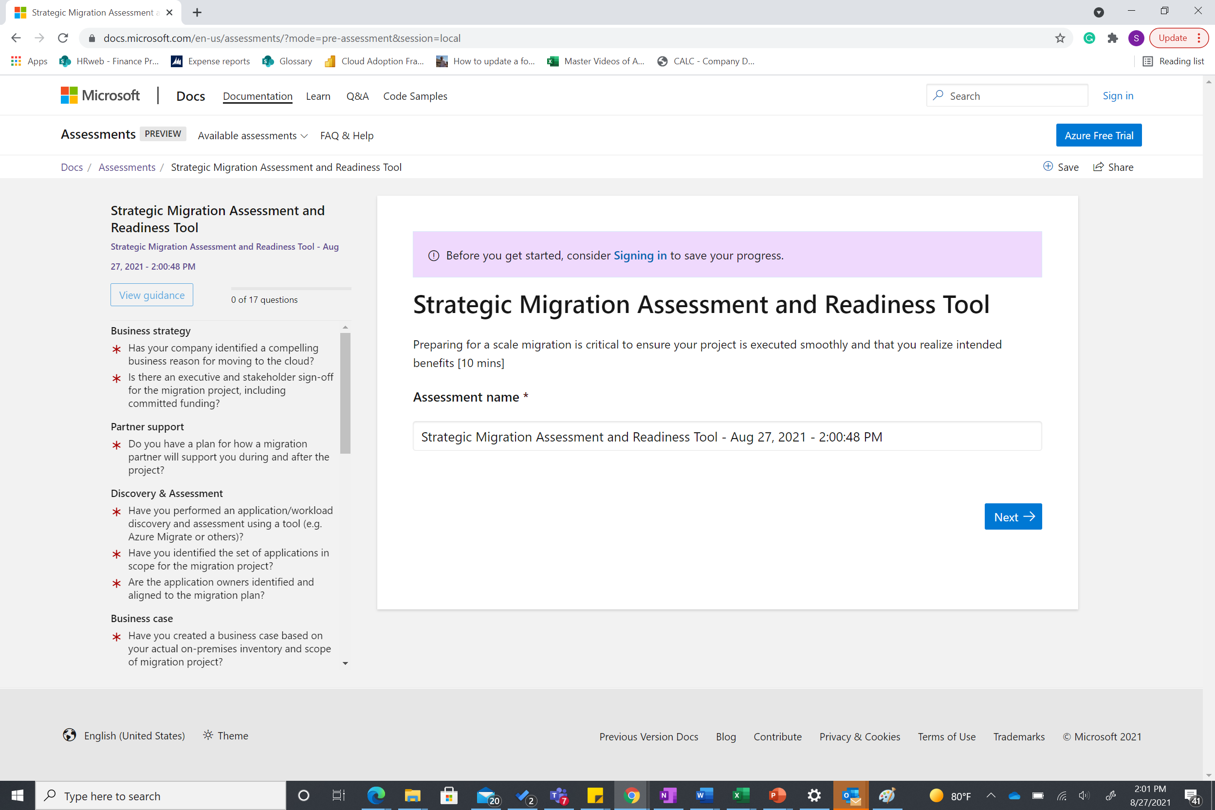 Diagram that shows the Strategic Migration Assessment and Readiness Tool (SMART).