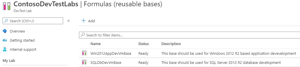 Screenshot that shows the configured database VM.