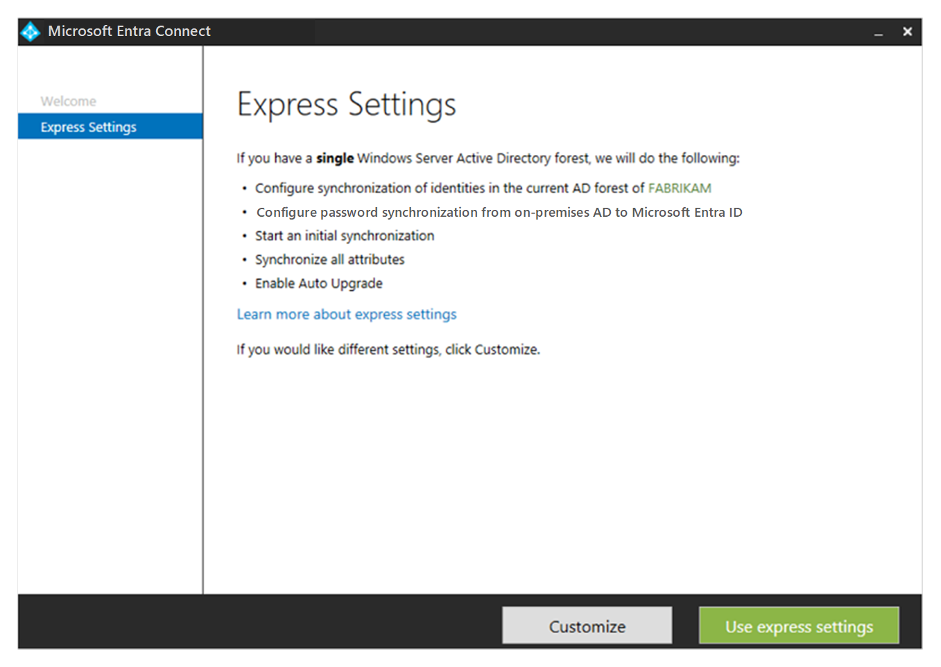 Screenshot that shows the Azure AD Connect Wizard.