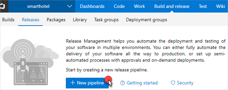 Screenshot showing the New pipeline button in Azure DevOps.