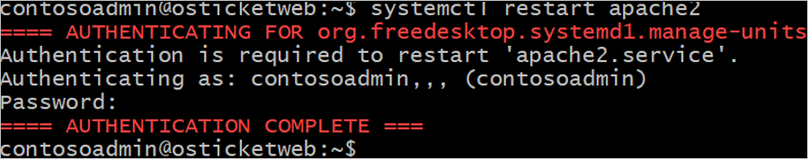 Screenshot that shows the service restart.