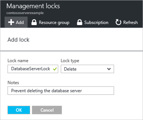 Screenshot of delete locks.