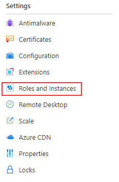 Image shows selecting the roles and instances option in the configuration blade.