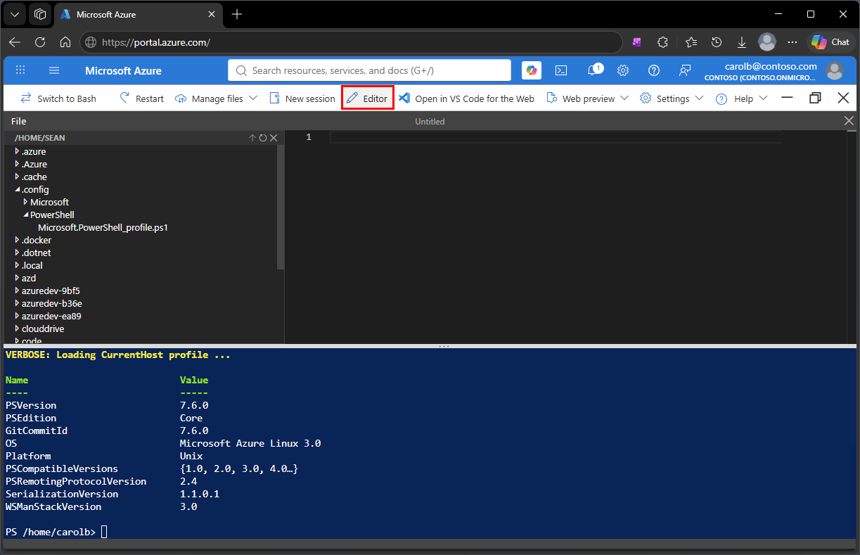Screenshot of the Editor button.