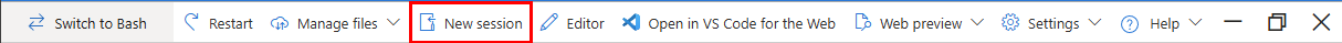 Screenshot of the New session button.