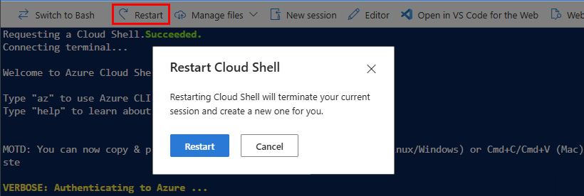 Screenshot of the Restart button.