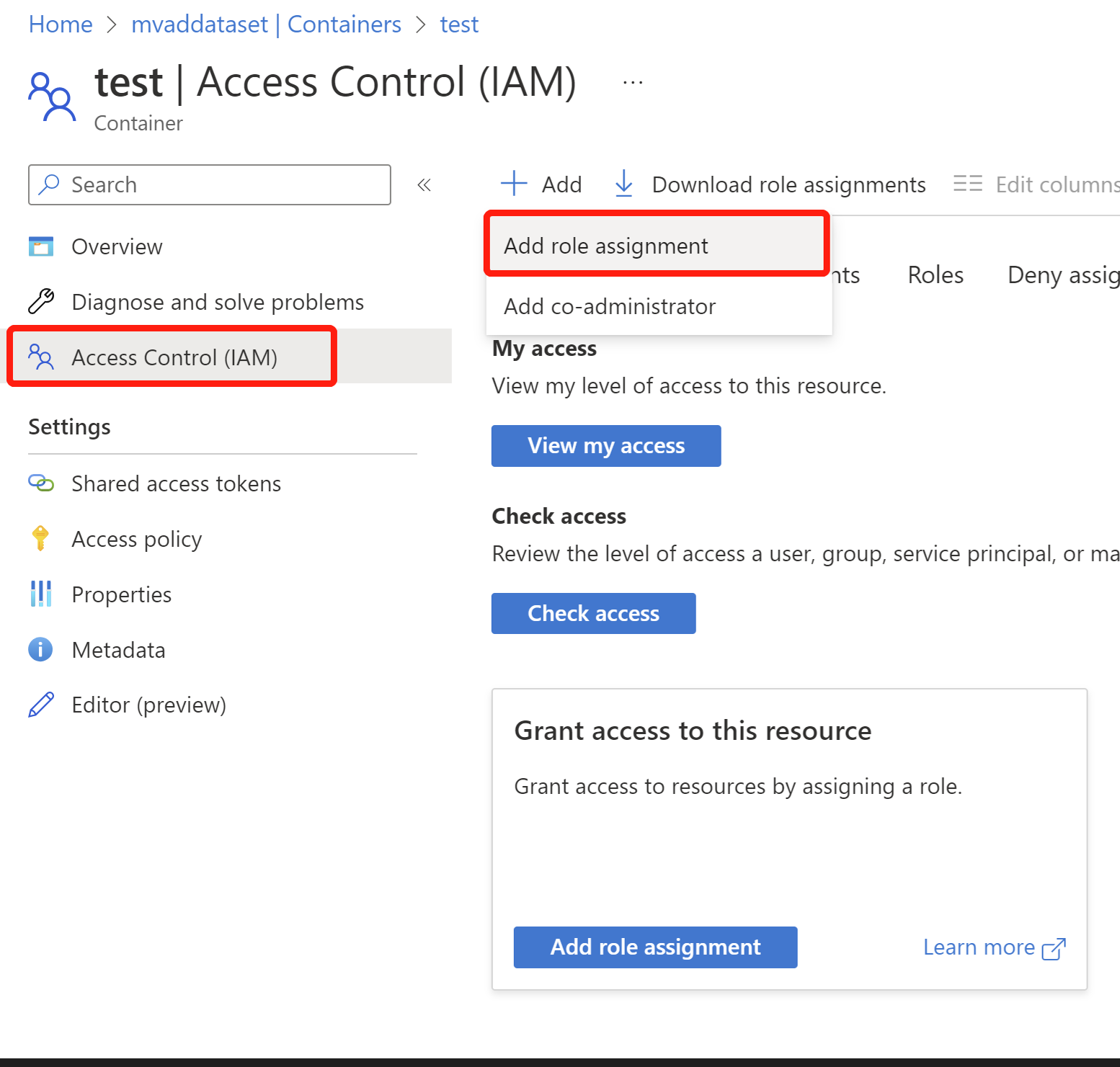 Screenshot of set access control UI.