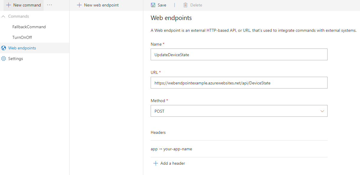 New web endpoint