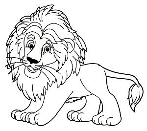 A line drawing image of a lion