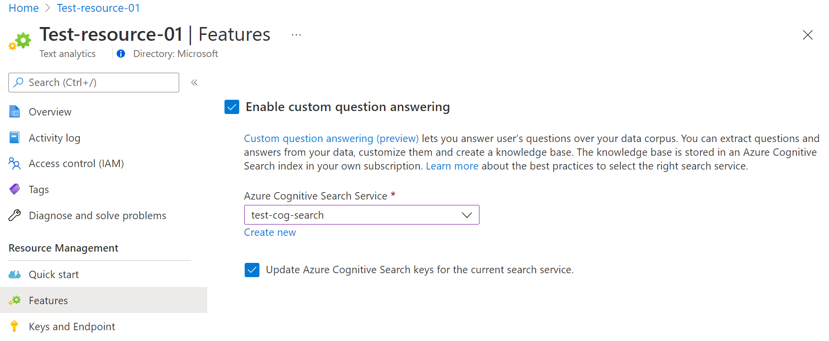 Enable custom question answering