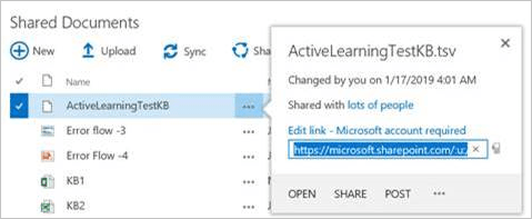 Get the SharePoint file URL by selecting the file's ellipsis menu then copying the URL.