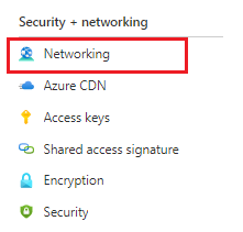 Screenshot: security + networking tab.