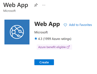 Screenshot that shows creating a web app resource in the Azure portal.