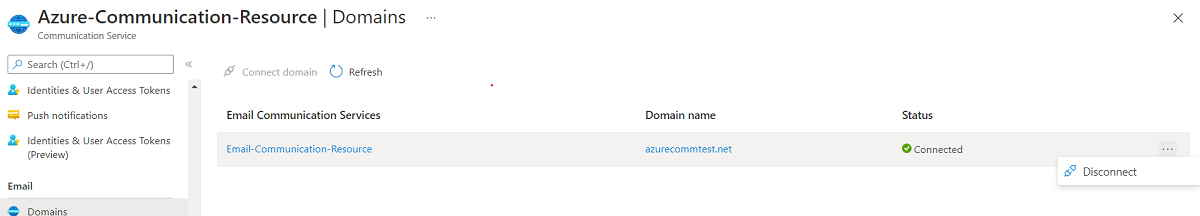 Screenshot that shows how to disconnect the connected domain.