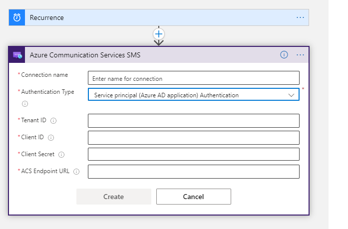 Screenshot that shows the Service Principal Authentication configuration.