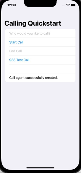 Screenshot of a completed iOS calling application.