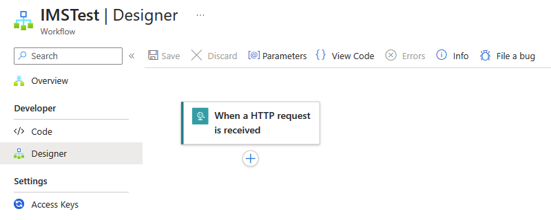 Screenshot shows Azure portal, Standard workflow designer, and Request trigger.