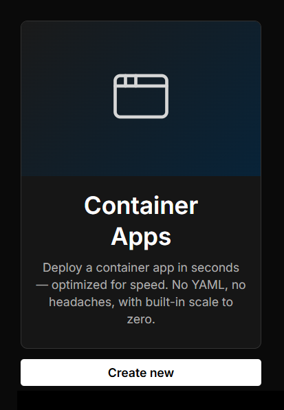Screenshot of the Azure Container Apps express welcome screen.