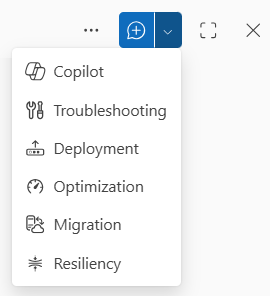 Screenshot of the Azure Copilot agent selection control in the Azure portal.