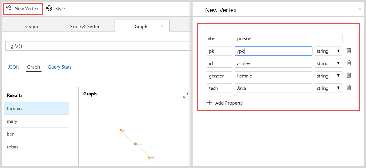 Screenshot shows the New Vertex pane where you can enter values.