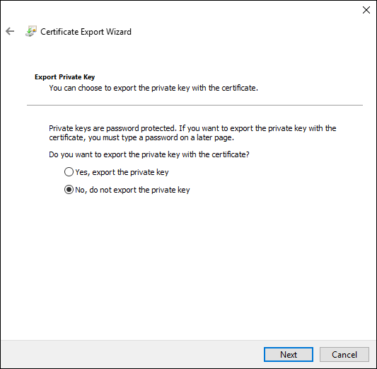 Azure Cosmos DB local emulator export step 5