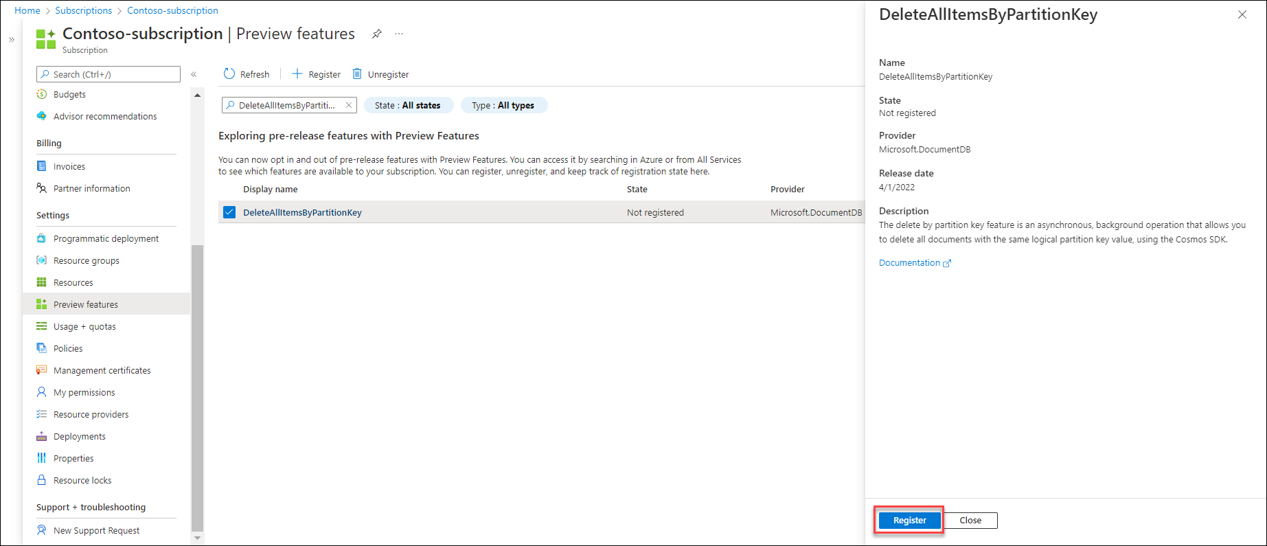 Delete items by partition key value using the Azure Cosmos DB SDK