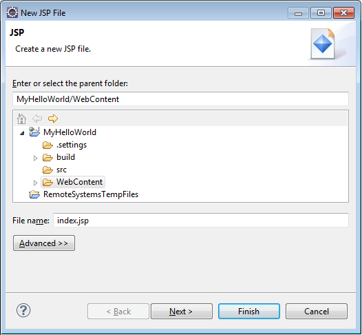 Make a New JSP File - Java Web Application Tutorial