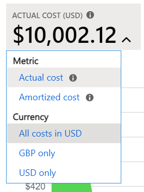 Screenshot showing the currency selector. 