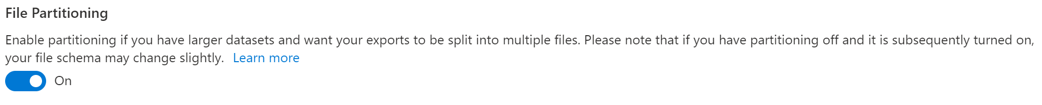 Screenshot showing File Partitioning option.