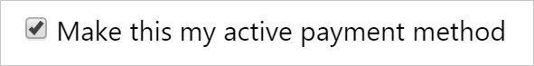 Screenshot that shows check box for making card active payment method.