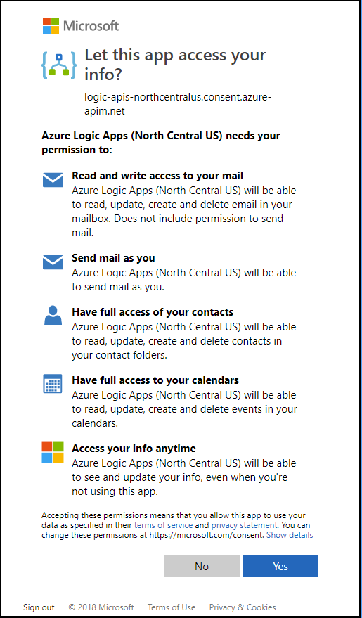 Azure - Logic app - Access notice