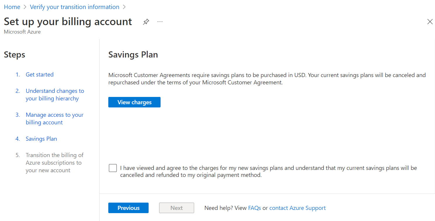 Screenshot showing the Savings Plan page.