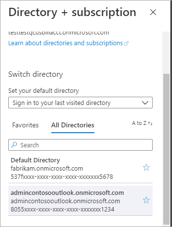 Screenshot that shows selecting a directory in the portal.