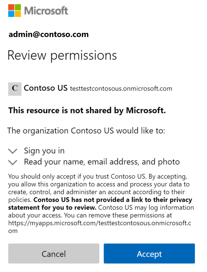 Screenshot showing a prompt to accept the invitation.