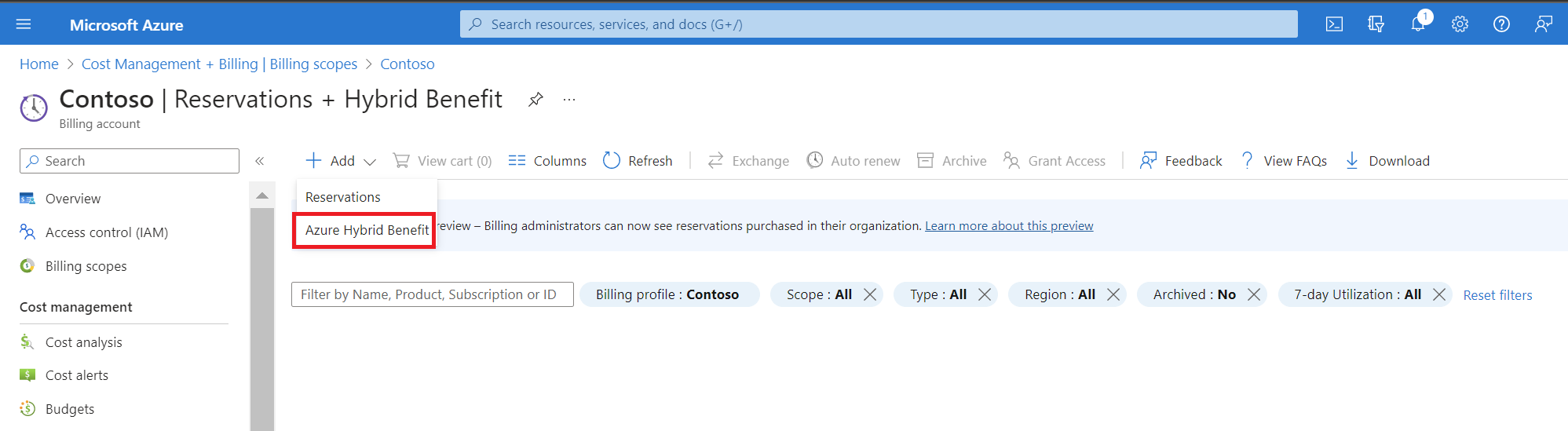 Screenshot showing Azure Hybrid Benefit selection.