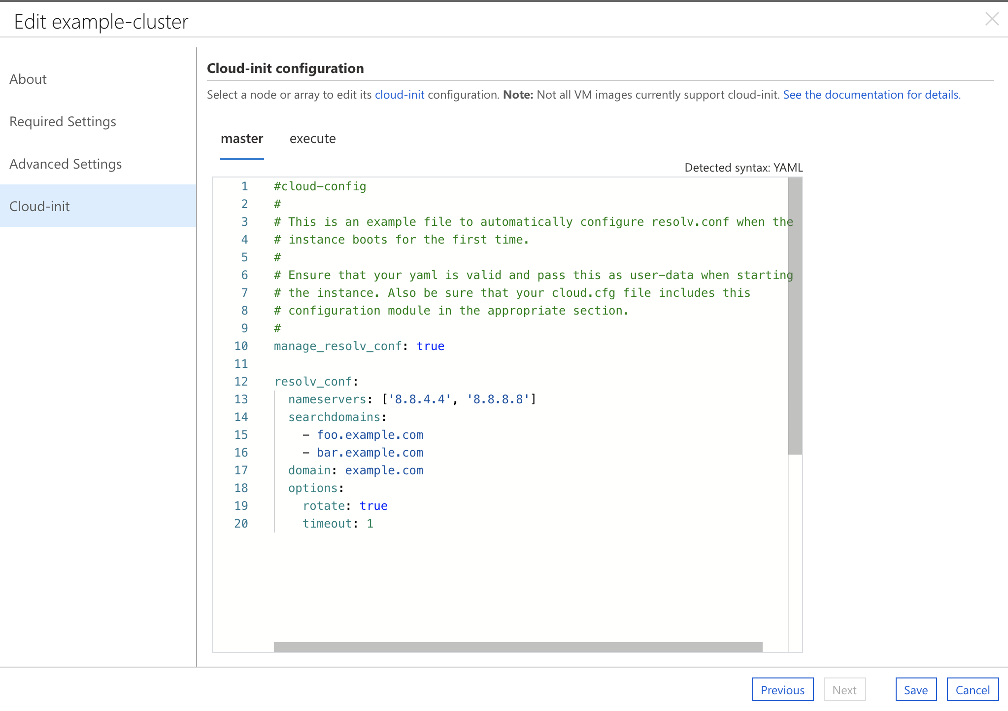 Editing cloud-init in the CycleCloud UI