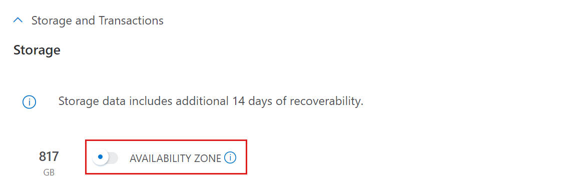 Screenshot of the availability zone toggle.