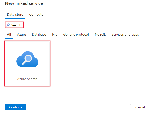 Select the Azure Search connector.