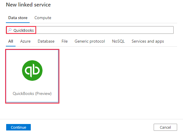 Screenshot of the QuickBooks connector.