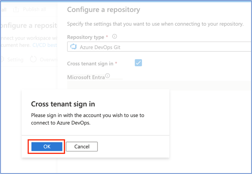 Shows the confirmation dialog for cross tenant sign in.