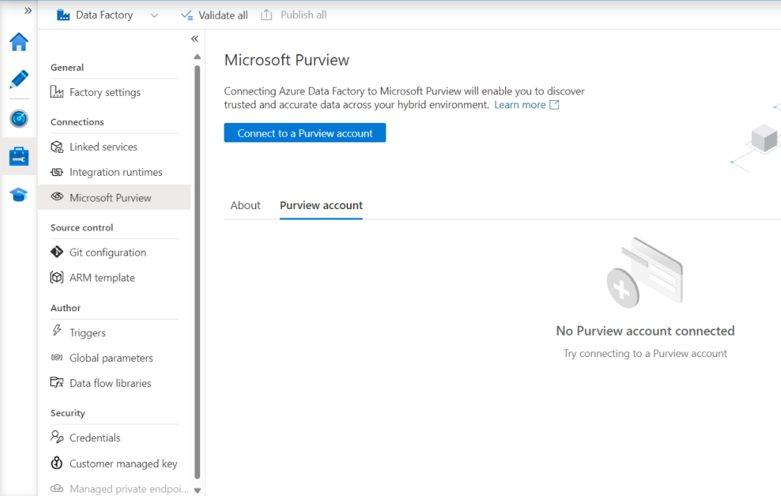 Screenshot for registering a Microsoft Purview account.