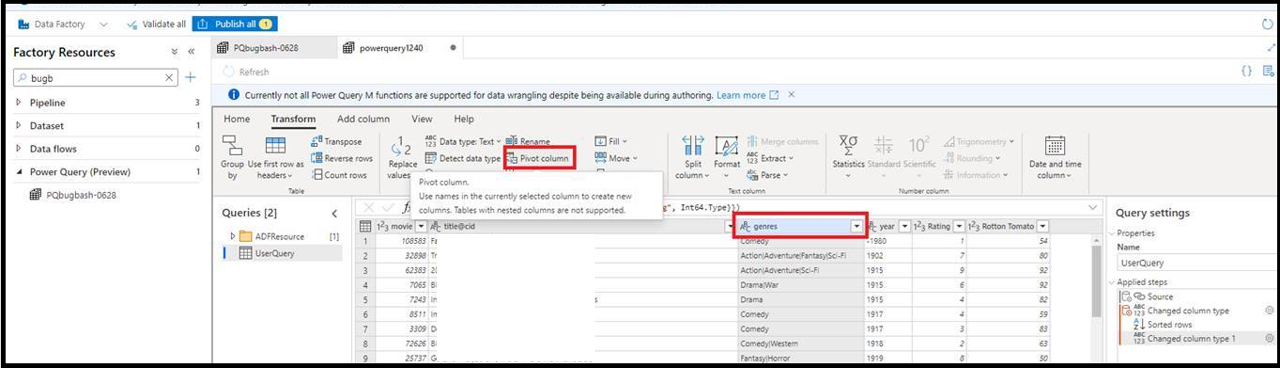 Data wrangling functions in Azure Data Factory - Azure Data Factory |  Microsoft Learn