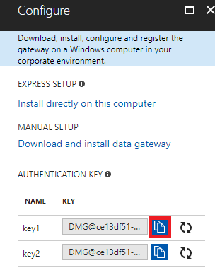 Screenshot that shows where to use the authentication key.