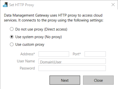 Set proxy using config manager 1