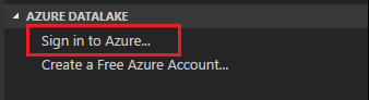 "Sign in to Azure" selection in the explorer