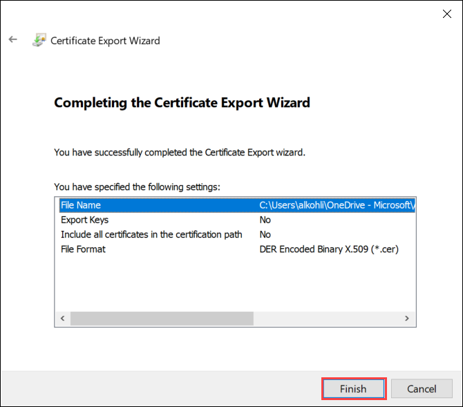 Export certificate 8