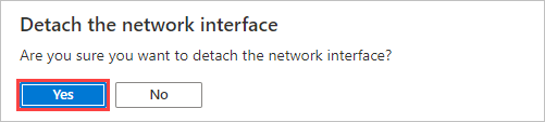 Screenshot showing the notification to confirm you want to detach a network interface from a virtual machine.