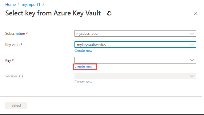 Create new key in Azure Key Vault