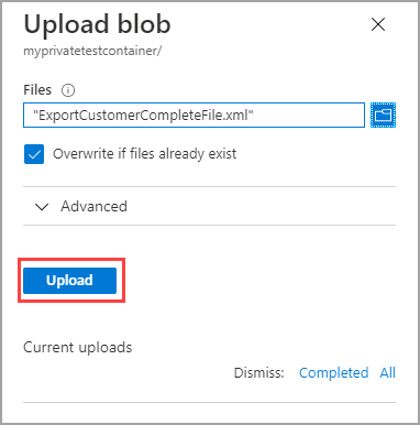 Upload blob to container