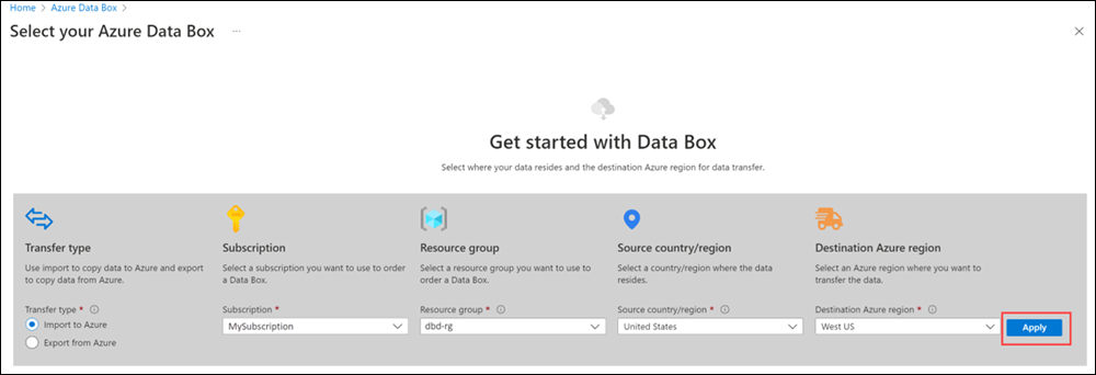 Select Data Box Disk option